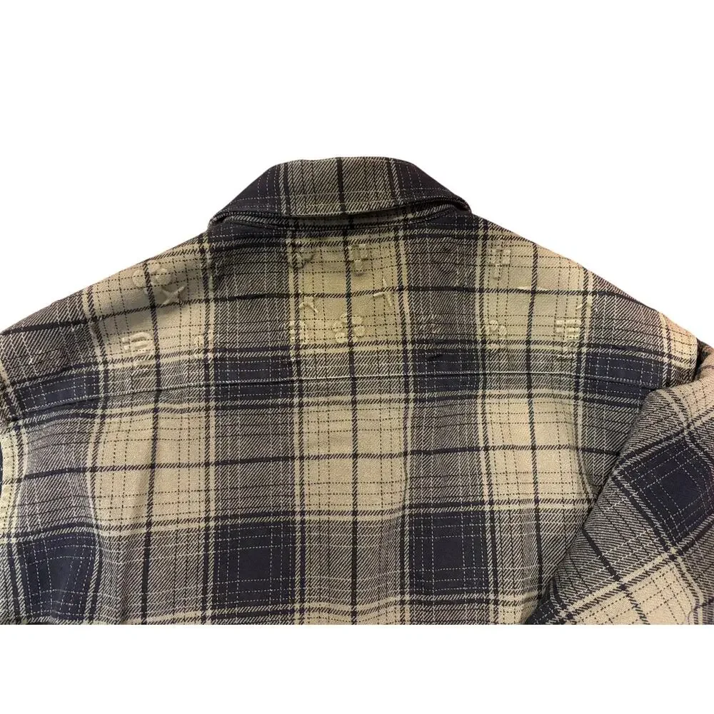 PURPLE BRAND Men's Plaid Flannel Shirt Size SMALL Green Black Heavyweight